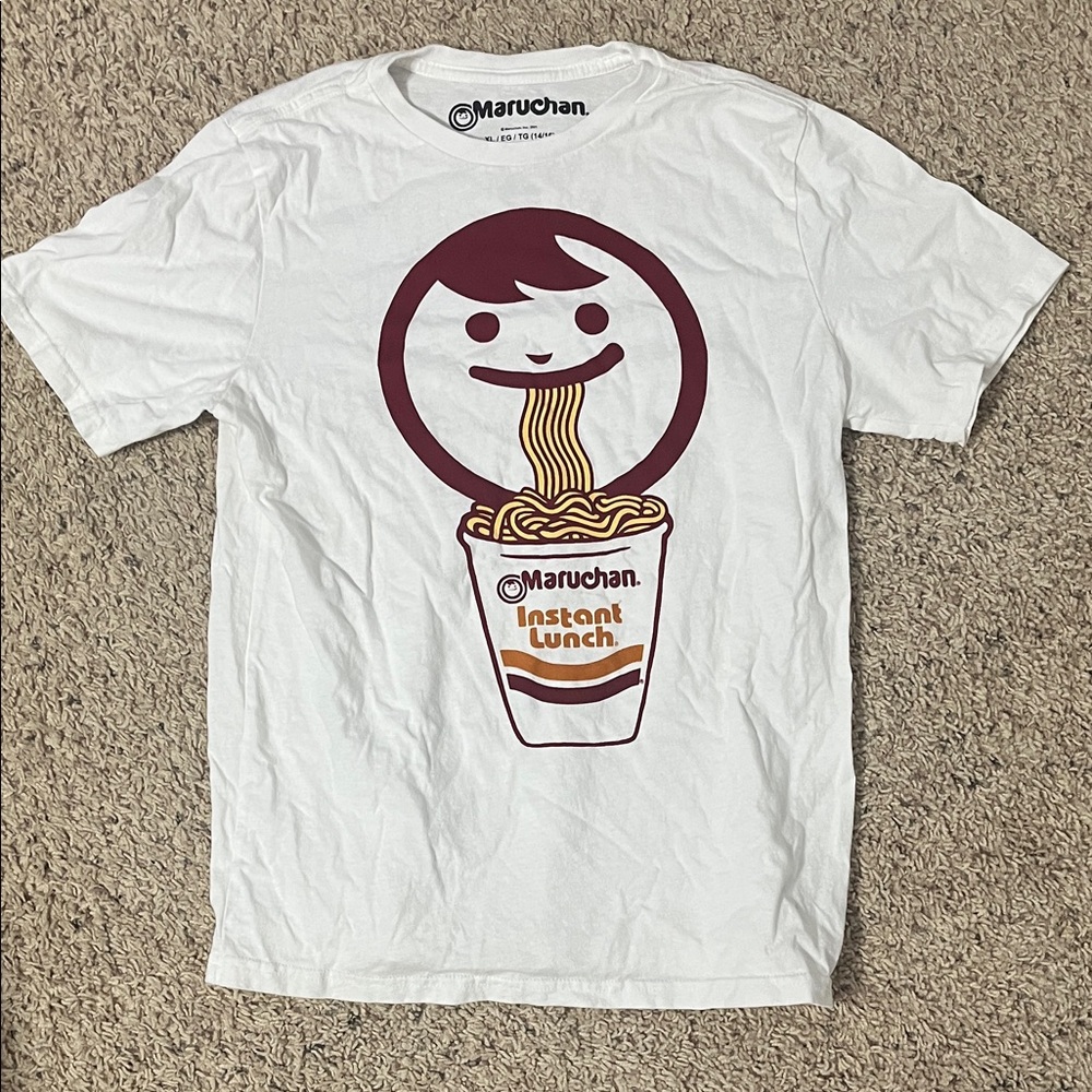 White Kids T-Shirt with Instant Lunch Graphic